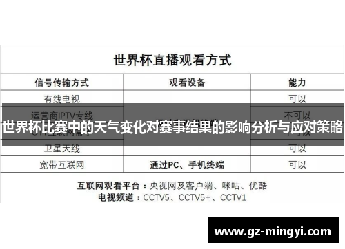 世界杯比赛中的天气变化对赛事结果的影响分析与应对策略